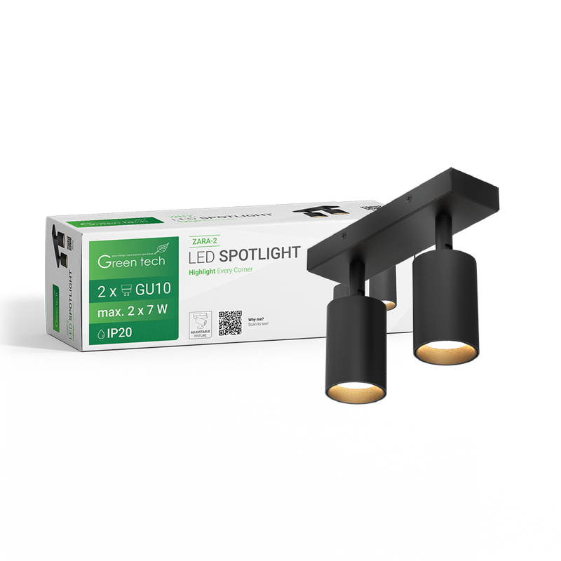 LED spot svjetiljka, GU10 X 2 kom, crna boja