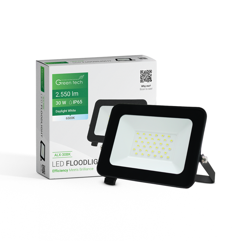 LED reflektor 2550 lm, 30W, 6500K, IP65, crni