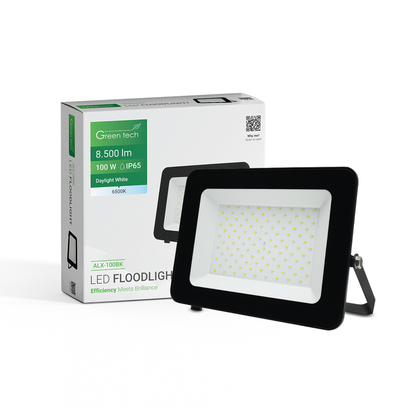LED reflektor 8500 lm, 100W, 6500K, IP65, crni