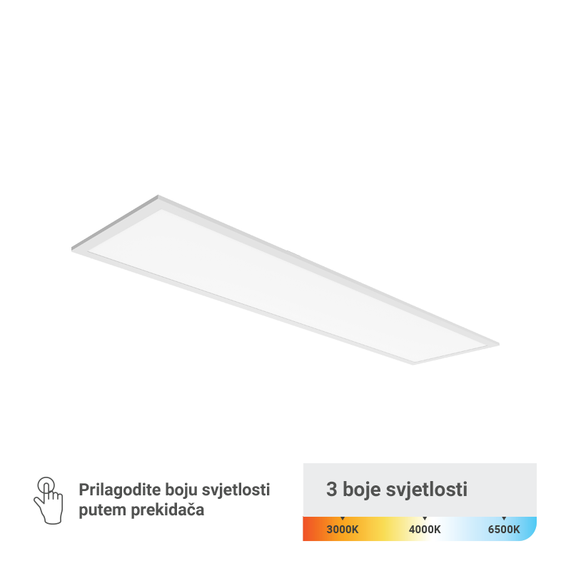 LED panel 295 x 1195 x 30 mm 40W, 3 CCT, 130lm/W, Philips driver