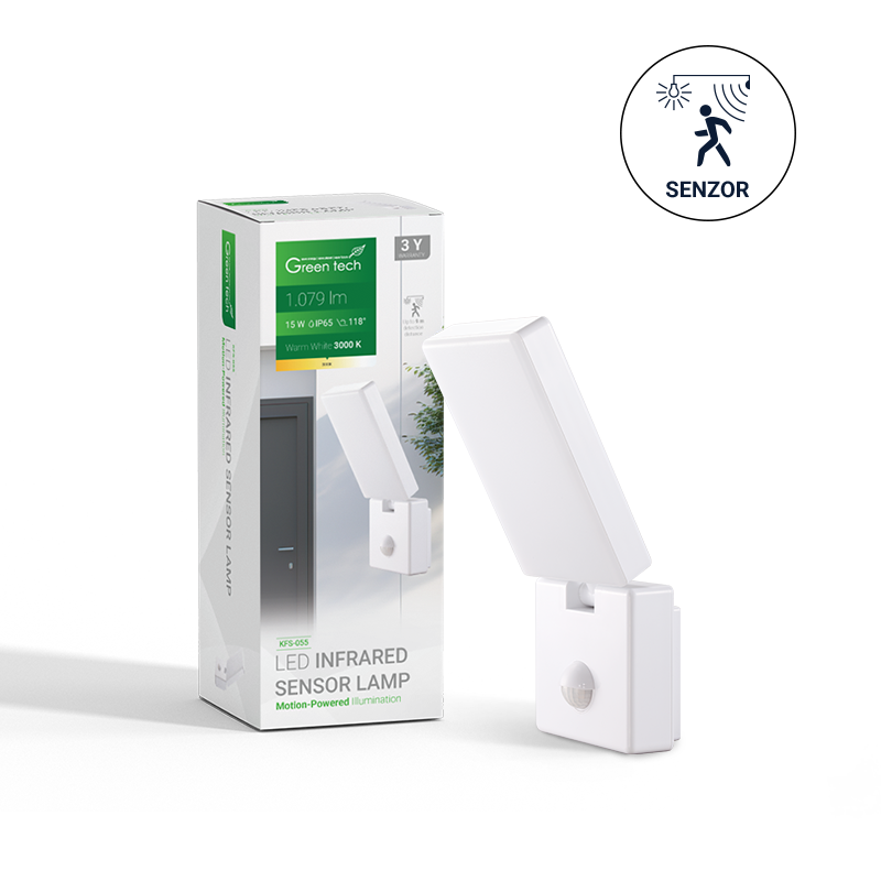 LED zidna svjetiljka sa senzorom 15W, 3000K, bijela boja