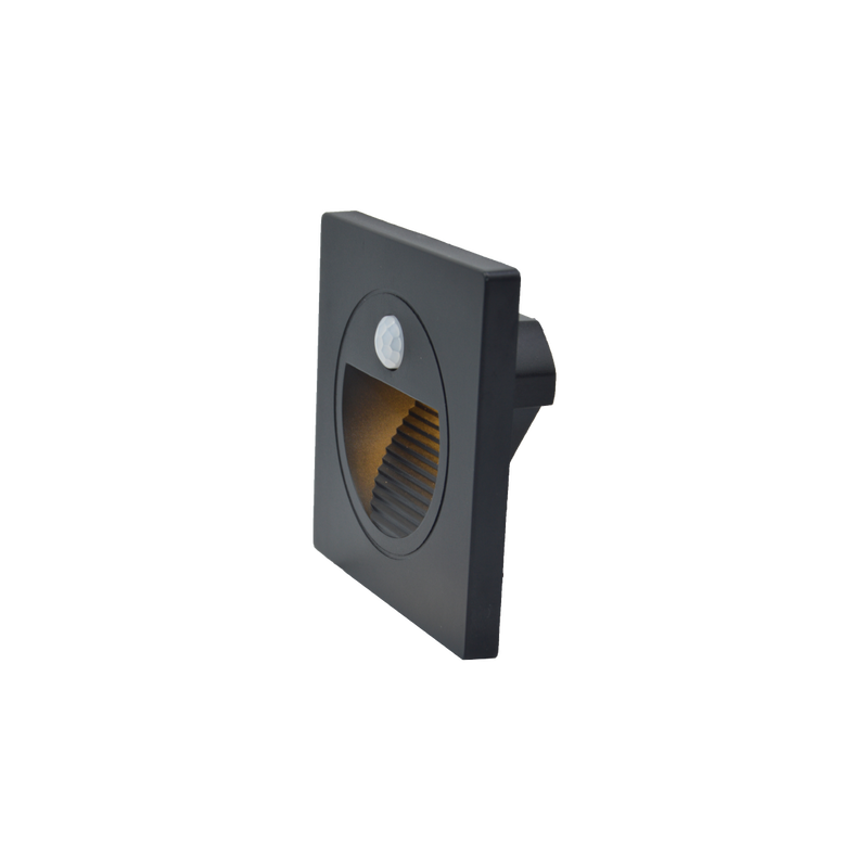 LED ugradna zidna svjetiljka sa senzorom 1,5W, 3000K IP20, crna
