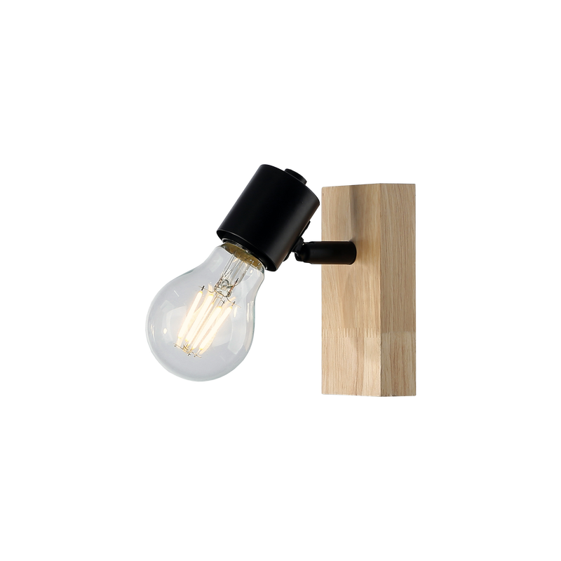 LED retro zidna svjetiljka E27 x 1 kom, drvo + metal