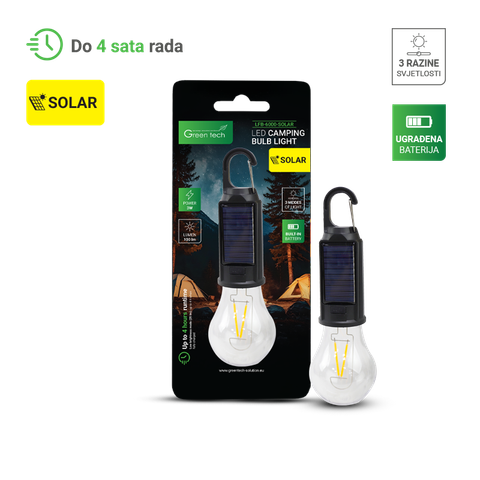LED SOLARNA kamping žarulja, 3W, 3000K, 100 lm, 8/1