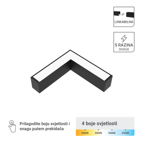 LED linearna svjetiljka L konektor 40W, 4CCT, 130lm/W