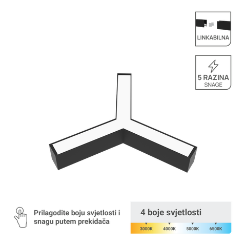 LED linearna svjetiljka Y konektor 40W, 4CCT, 130lm/W