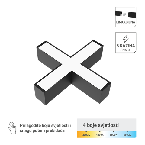 LED linearna svjetiljka X konektor 40W, 4CCT, 130lm/W