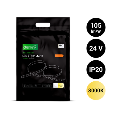 LED traka COB 320 LED, 8 mm, 8 W/m, 3000K, DC 24V, IP20, 5m/kom
