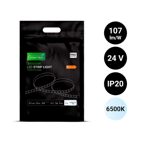 LED traka COB 320 LED, 8 mm, 8 W/m, 6500K, DC 24V, IP20, 5m/kom