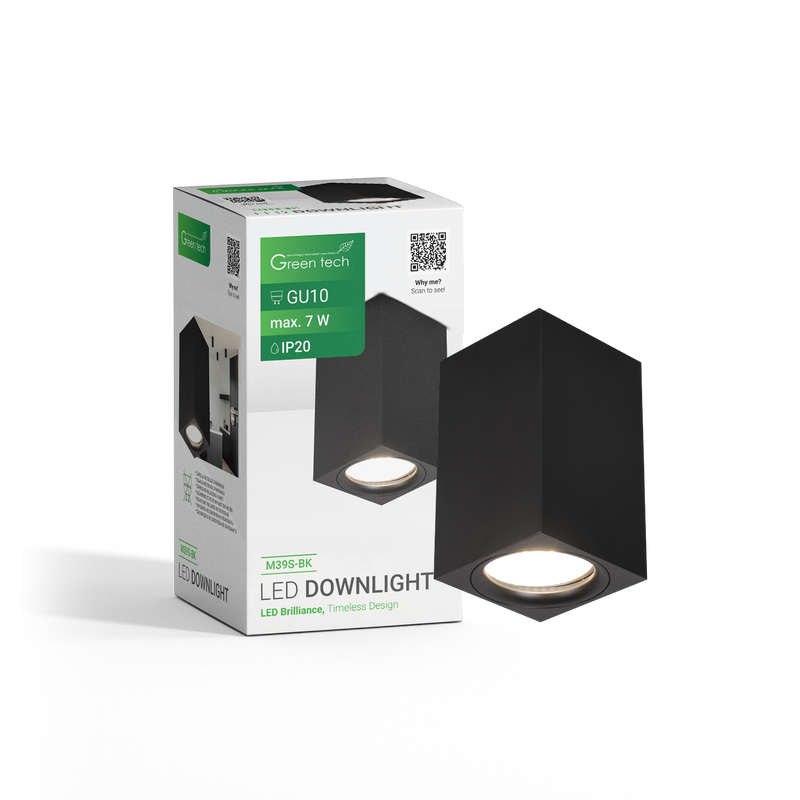 Nadgradni downlight crna boja, grlo GU10